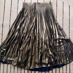 TopShop Metallic Gold Pleated Skirt